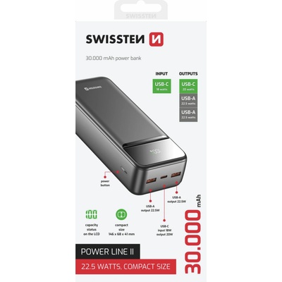Swissten Power Line II 30000 mAh čierna