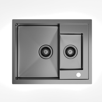 Klarstein Кухненска мивка TitanSteel, 61 x 50 см, 2 мивки, неръждаема стомана, огнеупорна (SIK1-TitanS-1.5bl) (SIK1-TitanS-1.5bl)