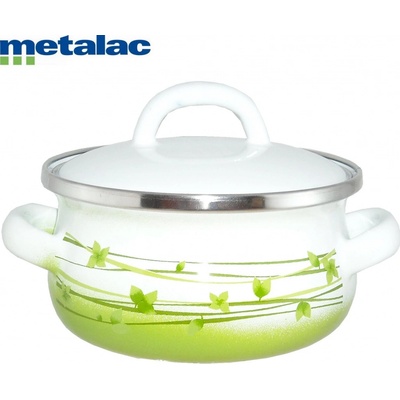 Metalac smaltovaný randlík s pokrievkou 10 cm - 0,6L TRÁVA
