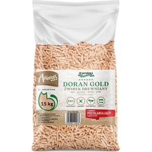 Animax Doran Gold дървесен пясък за котки, морски свинчета и зайци - ПЕЛЕТИ 15 кг