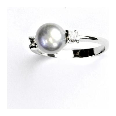 Čištín Zlatý prsten přírodní říční perla šedá bílé i žluté zlato T 1207
