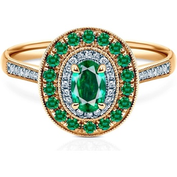 SAVICKI Пръстен Rosavine: двуцветно злато, смарагди, диаманти