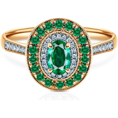 SAVICKI Пръстен Rosavine: двуцветно злато, смарагди, диаманти