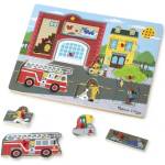 Melissa & Doug - Дървен музикален пъзел - Около пожарната (10736_1)