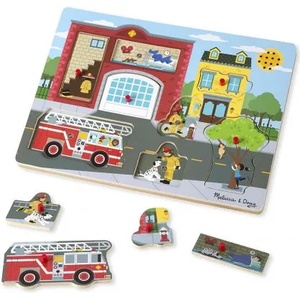 Melissa & Doug - Дървен музикален пъзел - Около пожарната (10736_1)