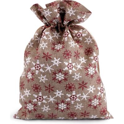 Vánoční dárkový pytlík vločky 20x30 cm - přírodní stř.