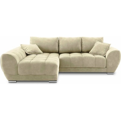 Windsor & Co Sofas Béžová rozkládací rohová pohovka se sametovým potahem Nuage levý roh
