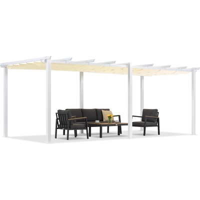 Garden Point pergola na terasu 3x6 m Barbados bílá a béžová