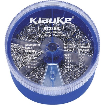 Klauke ST23B sada dutiniek 0.25 mm², 0.34 mm², 0.5 mm², 0.75 mm², 1 mm² neizolované strieborná 4000 dielov