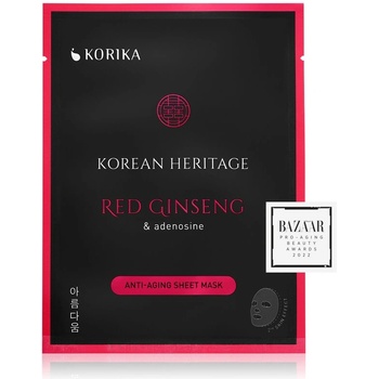 KORIKA Korean Heritage Red Ginseng & Adenosine Anti-aging Sheet Mask платнена маска против бръчки 25 гр