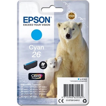 Epson original ink C13T26124012, T261240, cyan, 4, 5ml (C13T26124012)
