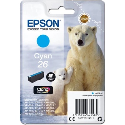 Epson original ink C13T26124012, T261240, cyan, 4, 5ml (C13T26124012)