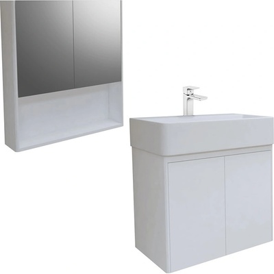 SEREL Комплект мебели за баня IBERIS Standart - шкаф + мивка, бял лак или мат - с 2 вратички , МАТ , + Шкаф за монтаж над мивка (IBERIS-VR-MAT-PLUS)
