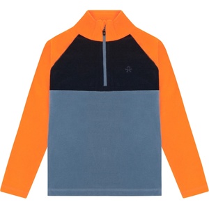 Color Kids Детски поларен пуловер Color Kids Kid's Fleece Pulli Colorblock Fleece jumper - Flame Orange - размер 116 (EU) (704-6328-0115)