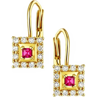Zlaton Náušnice žluté zlato s rubínem a zirkony visací 1.80g 1.5cm 000252308220