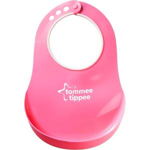 Tommee Tippee Силиконов лигавник с джоб Tommee Tippee - Essentials Comfi Neck Bib, Розов, 6 m+ (TT.0231)
