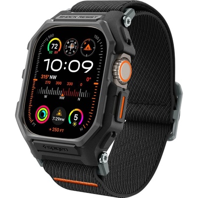 Spigen Удароустойчив TPU кейс с вградена каишка за Apple Watch Ultra, Ultra 2, Ultra 3 49мм (черен) - Spigen Lite Fit Pro (ACS07104)