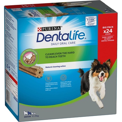 Purina Dentalife Snacky pre starostlivosť o zuby pre stredne veľkých psov (12-25 kg) - 24 tyčiniek (8 x 69 g)