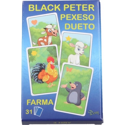 Černý Petr Pexeso Dueto farma 3v1