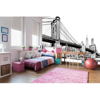 DIMEX ART s. r. o Самозалепваща се флизелинова фототапета илюстрация на бруклинския мост 375 x 250 см