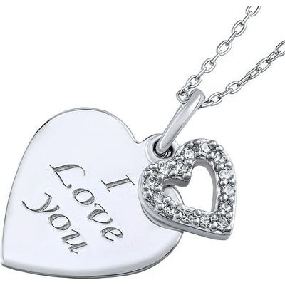 Silvego Strieborný náhrdelník s príveskom srdiečka "I love you" ZT131008NW