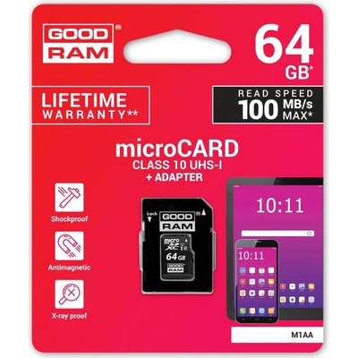 GOODRAM microSDXC Class 10 64GB M1AA-0640R12