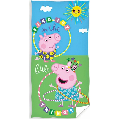 Carbotex detská bavlnená plážová osuška 70 x 140 cm Prasiatko Pepina s Georgom