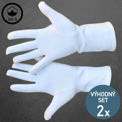 Knitva pánské rukavice ze 100% bavlny 2 páry bílé – Zboží Dáma