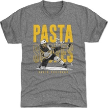 Pánské tričko Boston Bruins David Pastrnak #88 Pasta Scores WHT 500 Level Grey