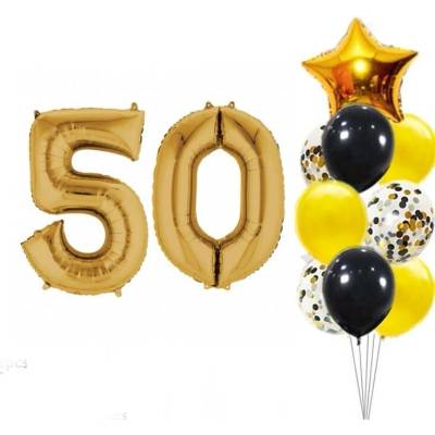 Balónkový set zlatočerný číslo 50