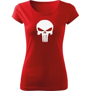 DRAGOWA дамска тениска с къс ръкав, Punisher, червена, 150г/м2 (5020)