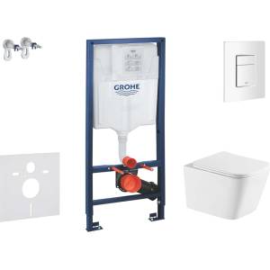GROHE Rapid SL - Комплект за вграждане в стена, тоалетна чиния Arkas I и седалка с плавно затваряне, бутон Skate Cosmopolitan, алпийско бяло SANI11BA3115 (SANI11BA3115)