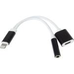 PremiumCord Преходник аудио Lightning - 3, 5 мм жак + USB-C за зареждане, M/F/F, 0, 1 м, черен KIPOD54 (KIPOD54)