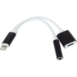 PremiumCord Преходник аудио Lightning - 3, 5 мм жак + USB-C за зареждане, M/F/F, 0, 1 м, черен KIPOD54 (KIPOD54)