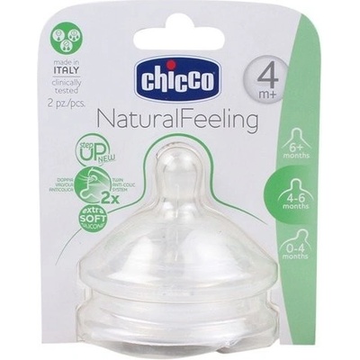 Chicco cumlík na fľašu Natural Feeling silikón na kašu 2 ks V001515