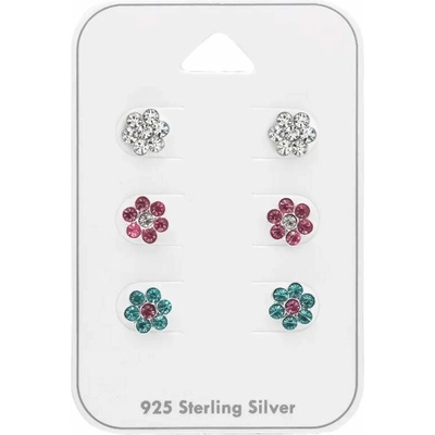 Glory set strieborných náušníc na karte Kvet so zirkónmi A4S43796