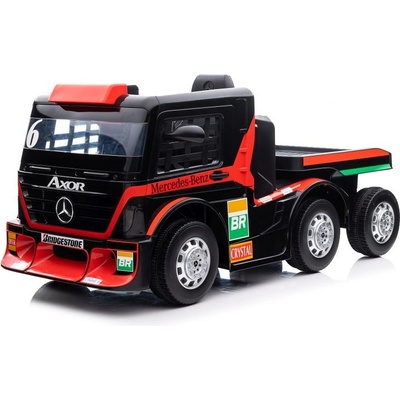 Mamido elektrický kamion Mercedes Axor LCD MP4 s návěsem červený