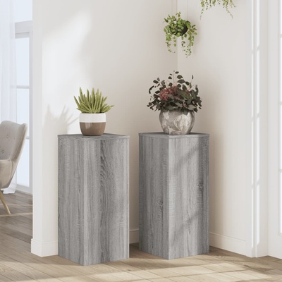 vidaXL Стойки за растения 2 бр сив сонома 30x30x70 см инженерно дърво (852929)