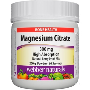 Webber Naturals Magnesium Citrate High Absorption, 300 mg, 200 g, Webber Naturals