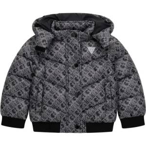 GUESS Спортно зимно яке за мини момиче в черен цвят покрито с лога Guess