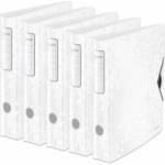 Leitz quality folder 180° Active WOW, pack of 5, A4, narrow, rounded spine, 6.5 cm wide, elastic band closure, light polyfoam, plastic folder, WOW series, white, 11070001 - 11070001-5