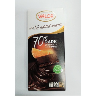 Valor Čokoláda s pomarančom, bez cukru, so sladidlami 70% 100 g