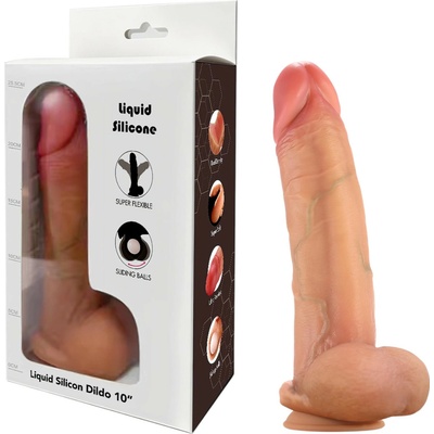 FeelSkin realistický dildo s semenníkmi telová farba 25,4 cm