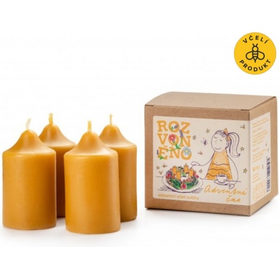 Rozvoněno Sada adventních svíček ze včelího vosku Adventní čas 4 ks – Zboží Dáma