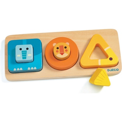Djeco vkládací puzzle tvary a obličeje zvířátek