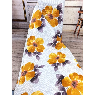 Ervi bavlna flanel š.240cm - oranžové květy na šedém -23568-6, metráž