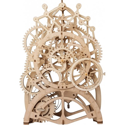 Robotime 3D drevené mechanické puzzle Hodiny s kyvadlem 166 ks