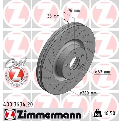 Brzdový kotúč ZIMMERMANN 400.3634.20 (400363420)