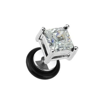 Šperky4U falešný piercing čtvercový kámen FP01018-C