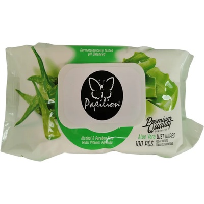 Papilion мокри кърпи, Алое вера, 100 броя
